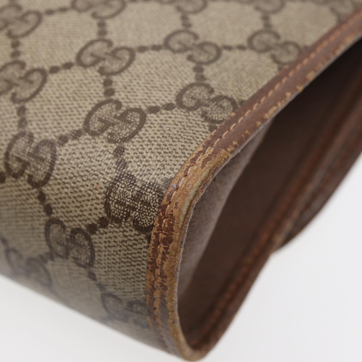 GUCCI GG Supreme Web Sherry Line Clutch Bag PVC Beige Red 89 01 030 86825