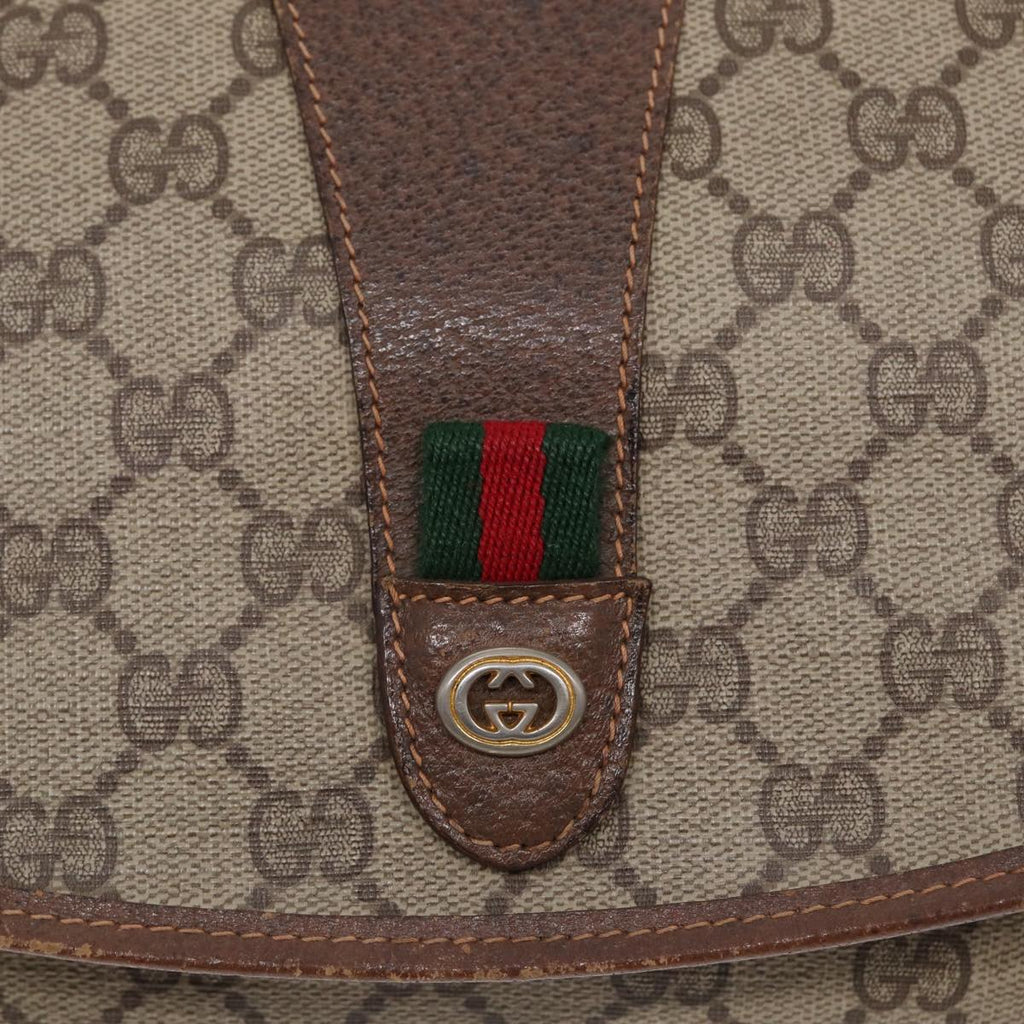 GUCCI GG Supreme Web Sherry Line Clutch Bag PVC Beige Red 89 01 030 86825