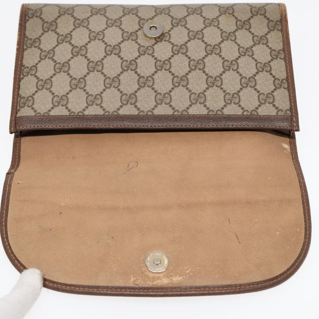 GUCCI GG Supreme Web Sherry Line Clutch Bag PVC Beige Red 89 01 030 86825