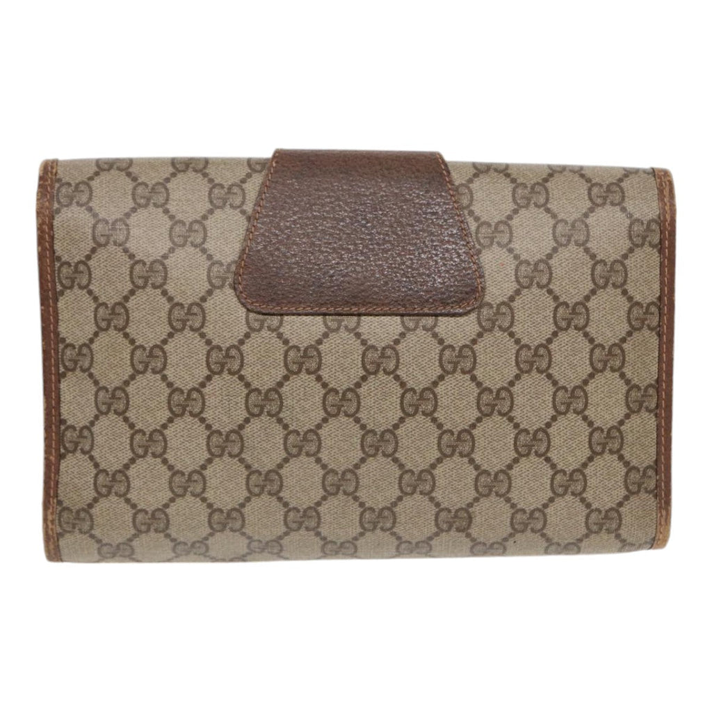 GUCCI GG Supreme Web Sherry Line Clutch Bag PVC Beige Red 89 01 030 86825