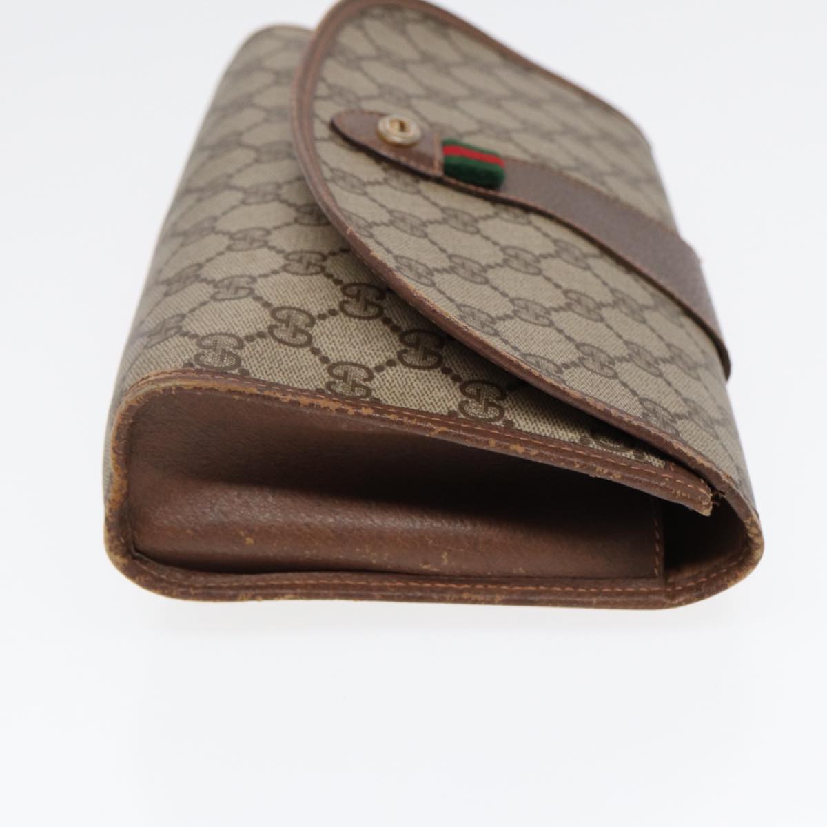 GUCCI GG Supreme Web Sherry Line Clutch Bag PVC Beige Red 89 01 030 86825