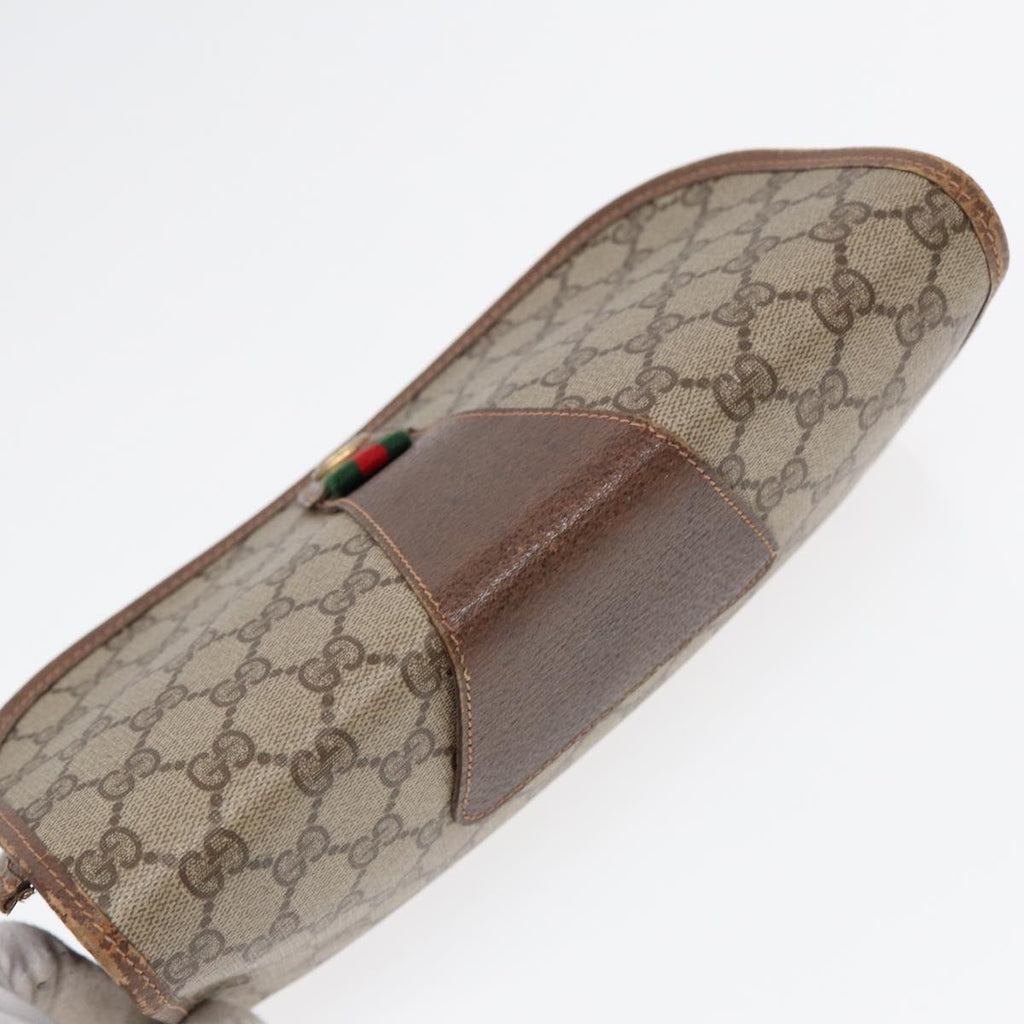 GUCCI GG Supreme Web Sherry Line Clutch Bag PVC Beige Red 89 01 030 86825
