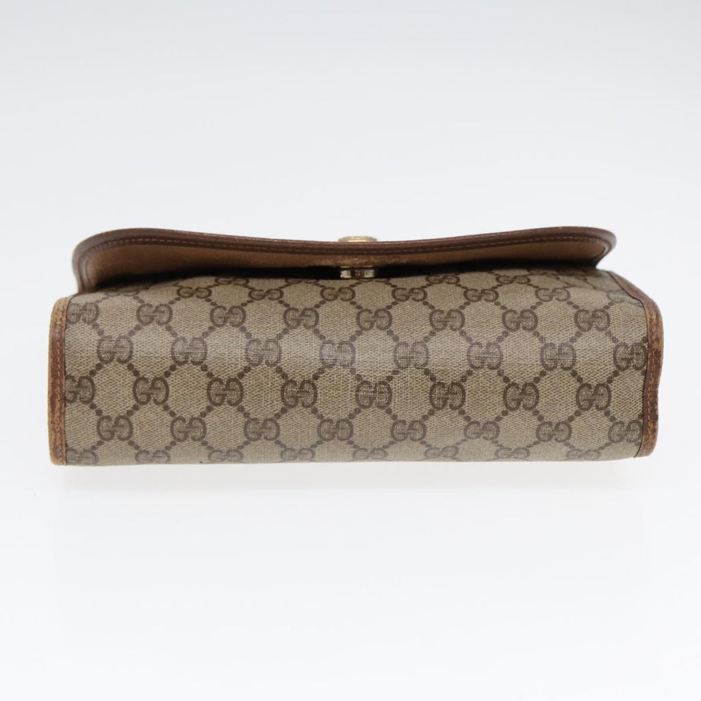 GUCCI GG Supreme Web Sherry Line Clutch Bag PVC Beige Red 89 01 030 86825