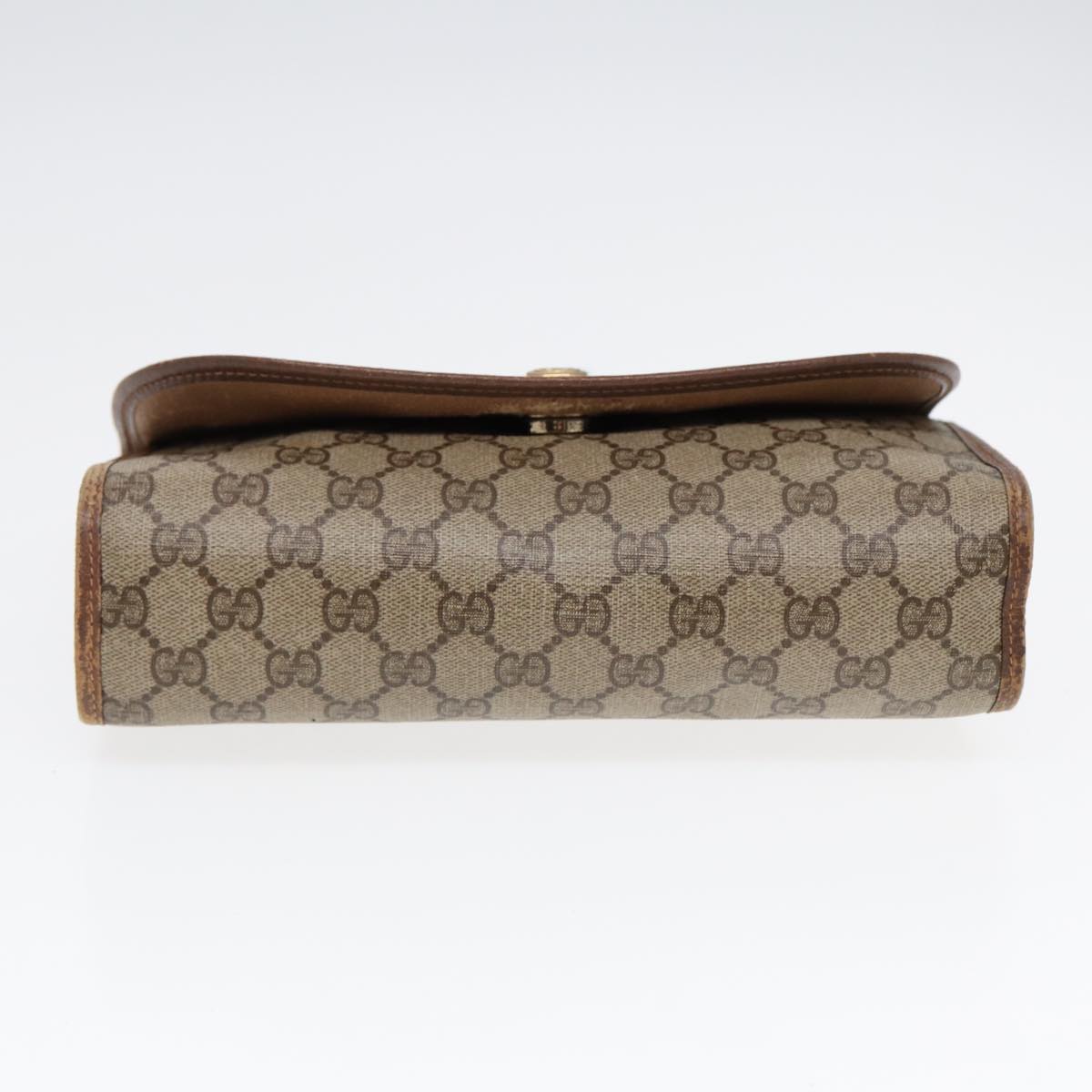 GUCCI GG Supreme Web Sherry Line Clutch Bag PVC Beige Red 89 01 030 86825