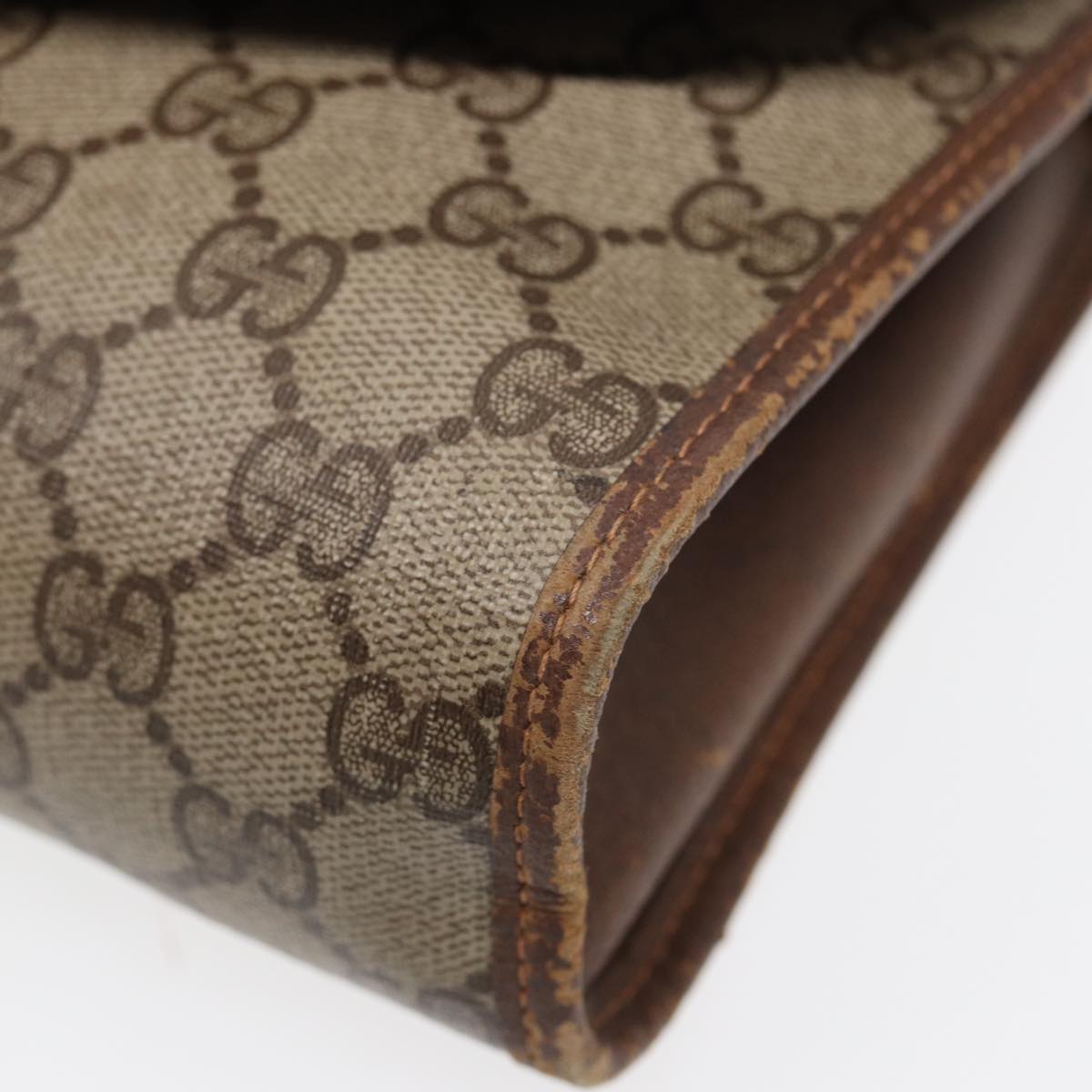 GUCCI GG Supreme Web Sherry Line Clutch Bag PVC Beige Red 89 01 030 86825