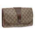 GUCCI GG Supreme Web Sherry Line Clutch Bag PVC Beige Red 89 01 030 86827