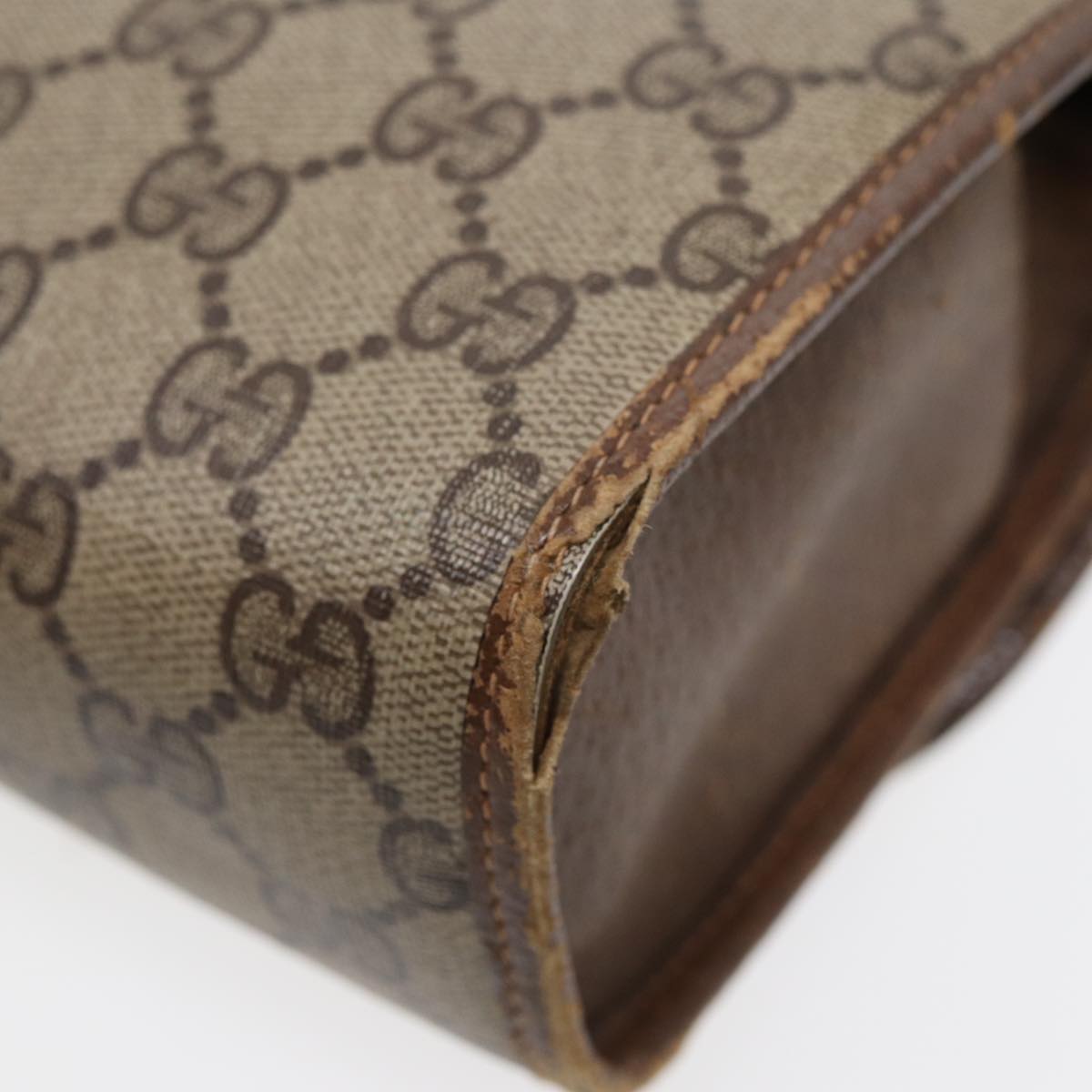 GUCCI GG Supreme Web Sherry Line Clutch Bag PVC Beige Red 89 01 030 86827