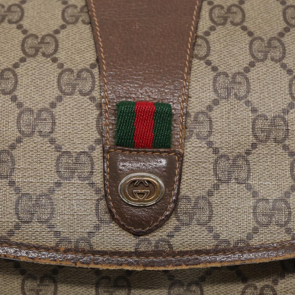 GUCCI GG Supreme Web Sherry Line Clutch Bag PVC Beige Red 89 01 030 86827