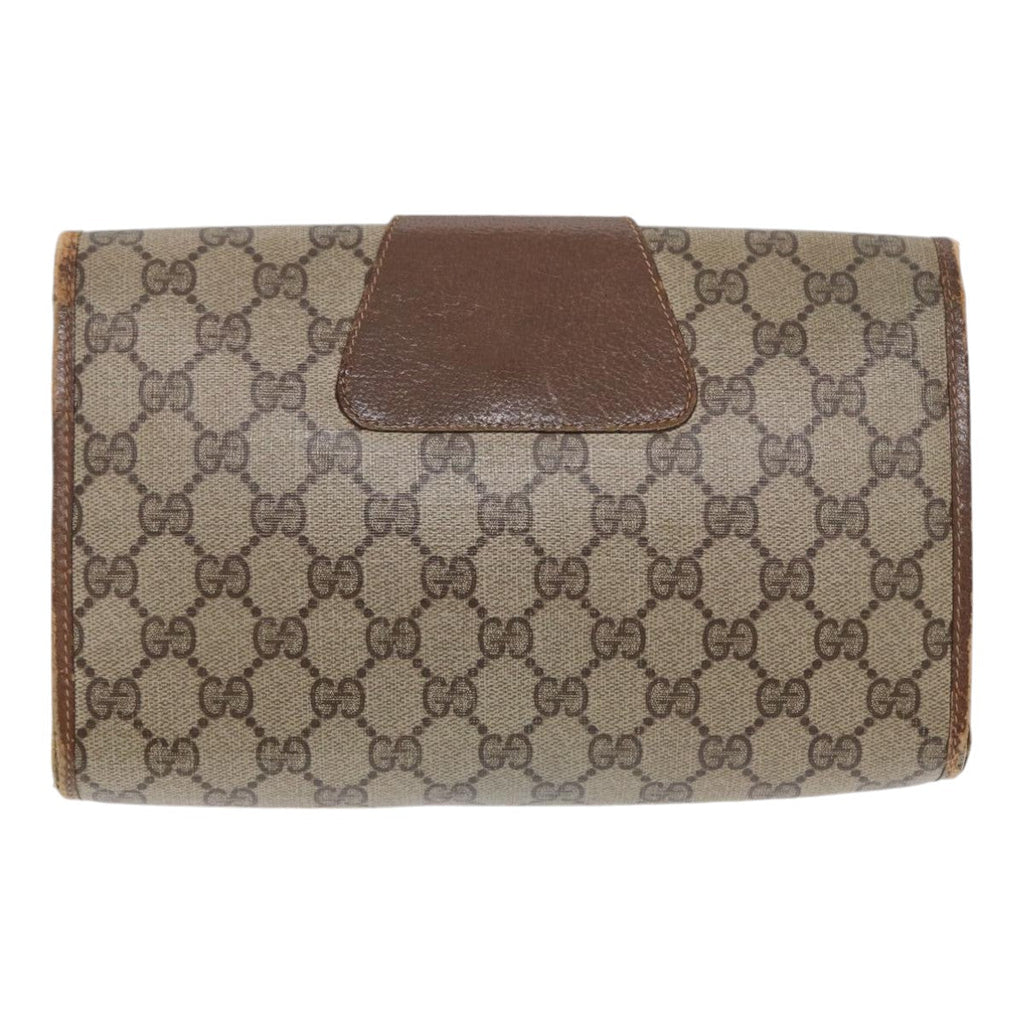 GUCCI GG Supreme Web Sherry Line Clutch Bag PVC Beige Red 89 01 030 86827