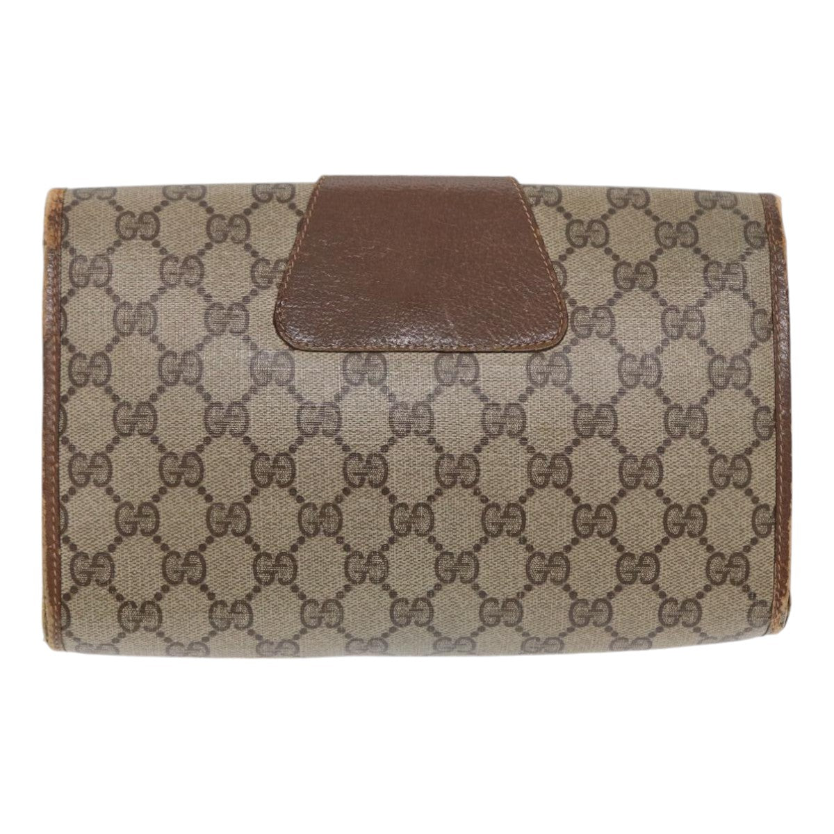 GUCCI GG Supreme Web Sherry Line Clutch Bag PVC Beige Red 89 01 030 86827