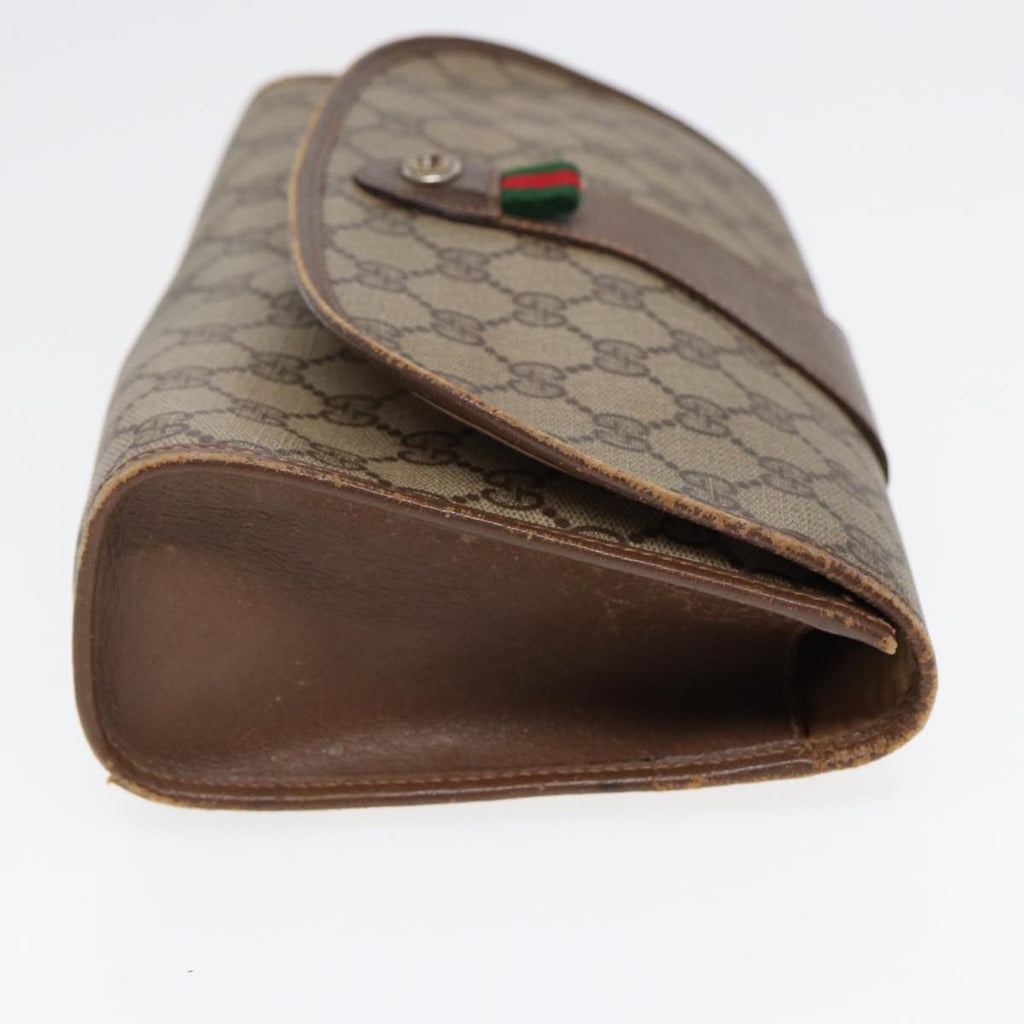 GUCCI GG Supreme Web Sherry Line Clutch Bag PVC Beige Red 89 01 030 86827