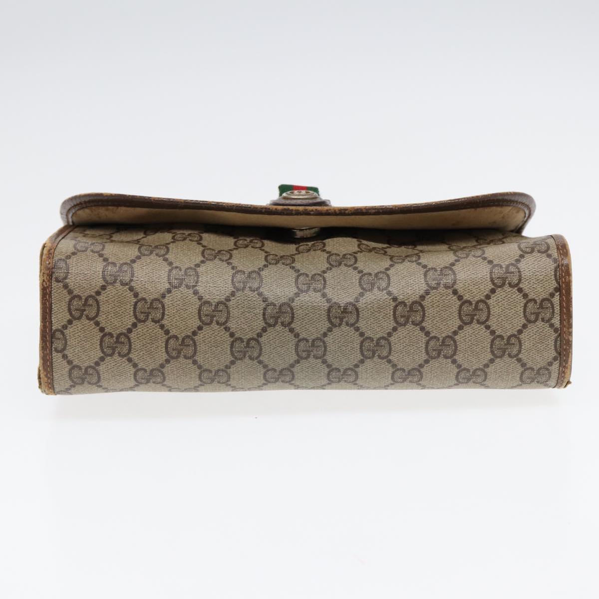 GUCCI GG Supreme Web Sherry Line Clutch Bag PVC Beige Red 89 01 030 86827
