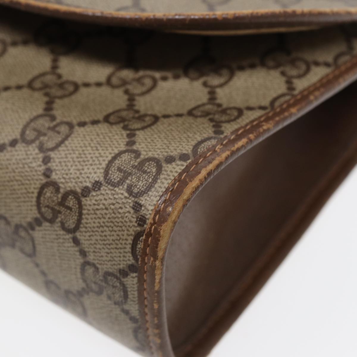GUCCI GG Supreme Web Sherry Line Clutch Bag PVC Beige Red 89 01 030 86827