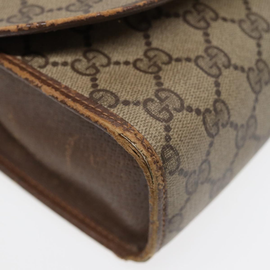 GUCCI GG Supreme Web Sherry Line Clutch Bag PVC Beige Red 89 01 030 86827