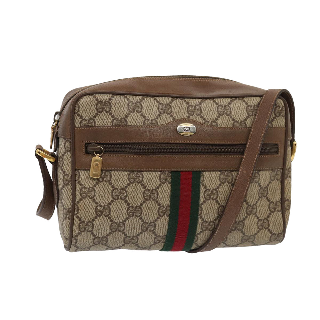 GUCCI GG Supreme Web Sherry Line Shoulder Bag Beige Gold 98 02 004 86829