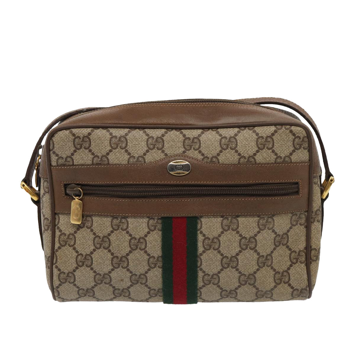 GUCCI GG Supreme Web Sherry Line Shoulder Bag Beige Gold 98 02 004 86829
