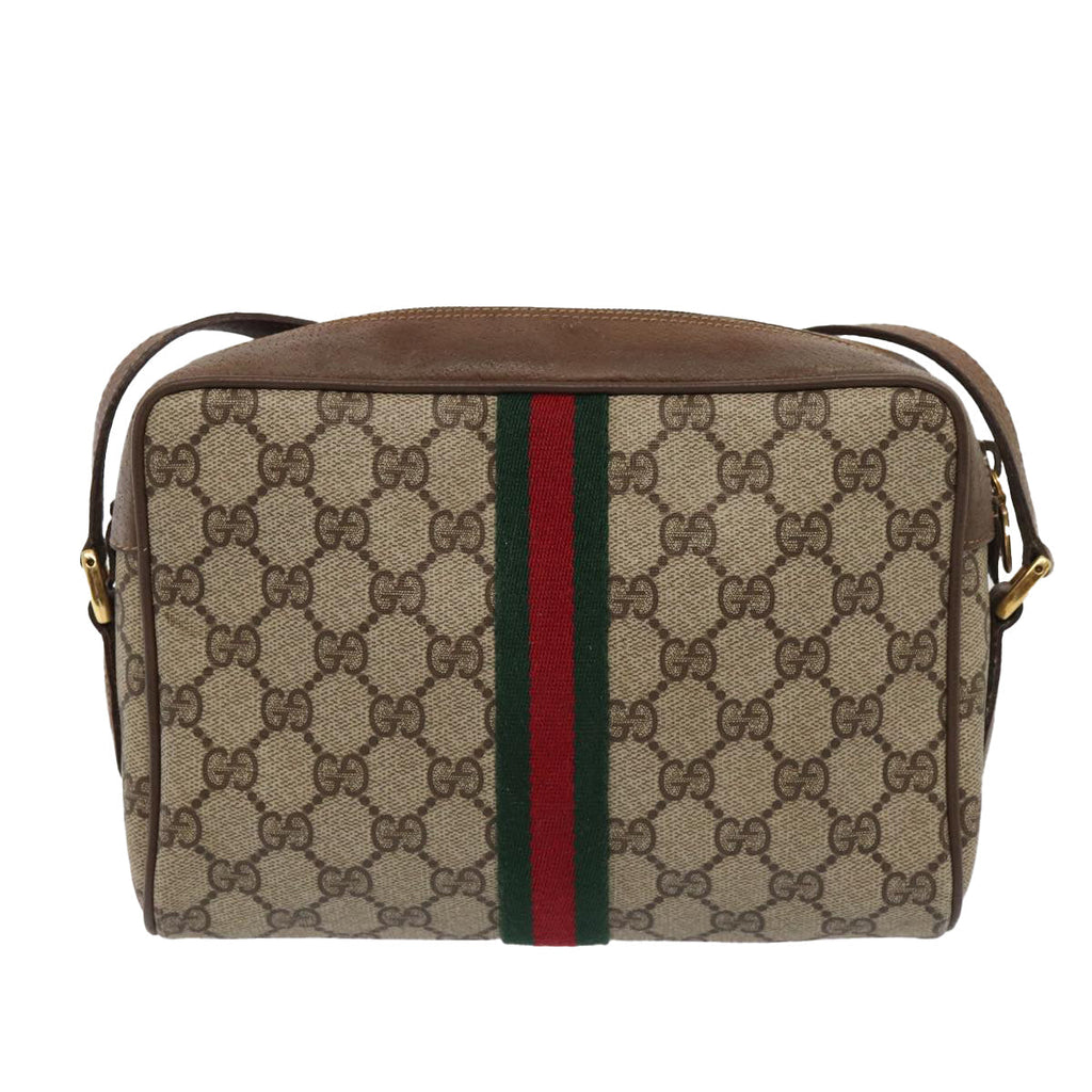 GUCCI GG Supreme Web Sherry Line Shoulder Bag Beige Gold 98 02 004 86829