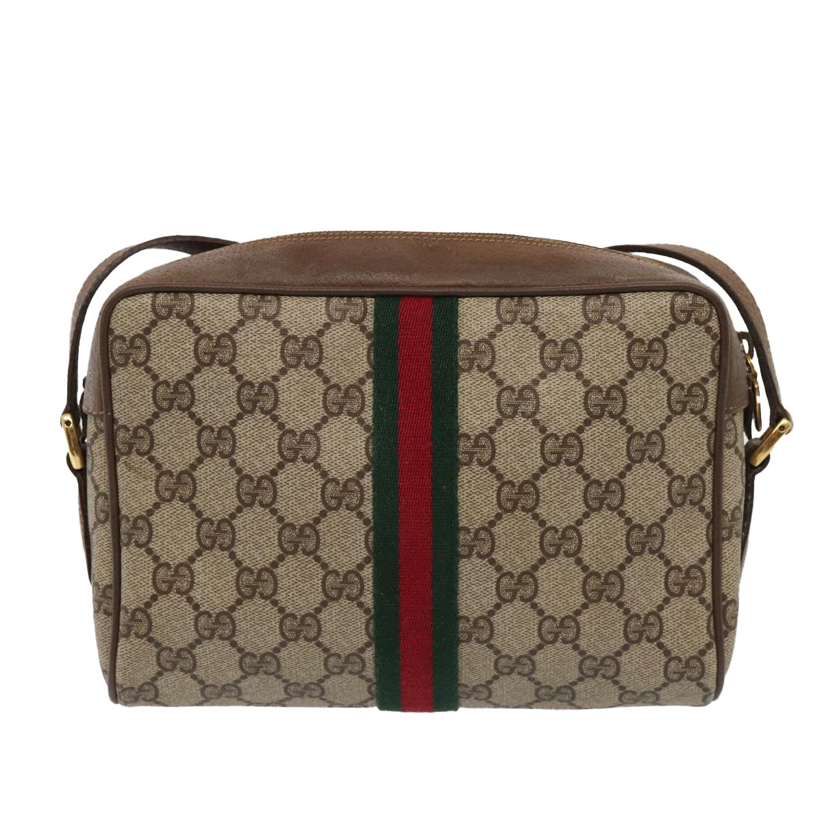 GUCCI GG Supreme Web Sherry Line Shoulder Bag Beige Gold 98 02 004 86829