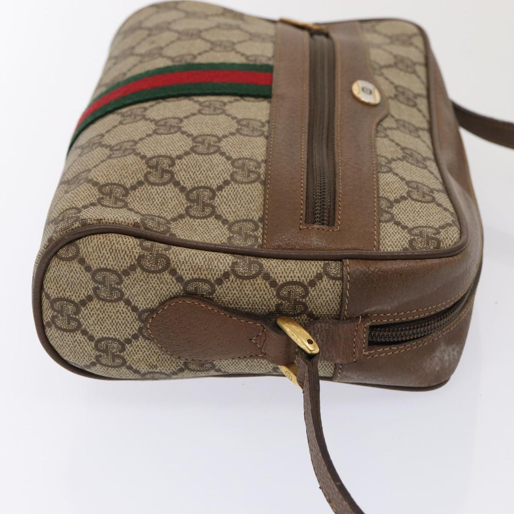 GUCCI GG Supreme Web Sherry Line Shoulder Bag Beige Gold 98 02 004 86829