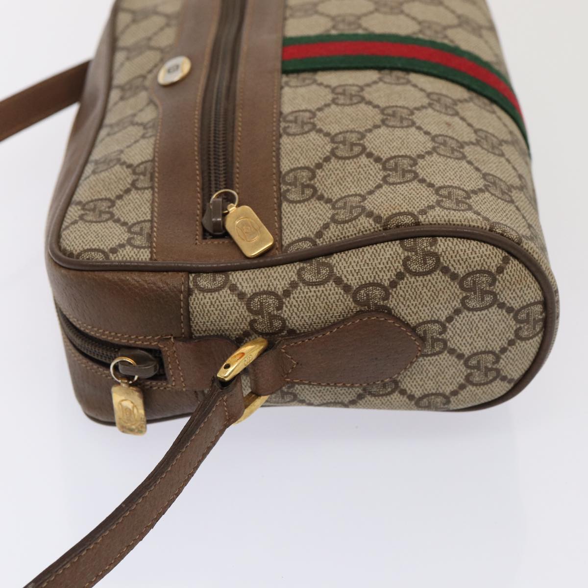 GUCCI GG Supreme Web Sherry Line Shoulder Bag Beige Gold 98 02 004 86829