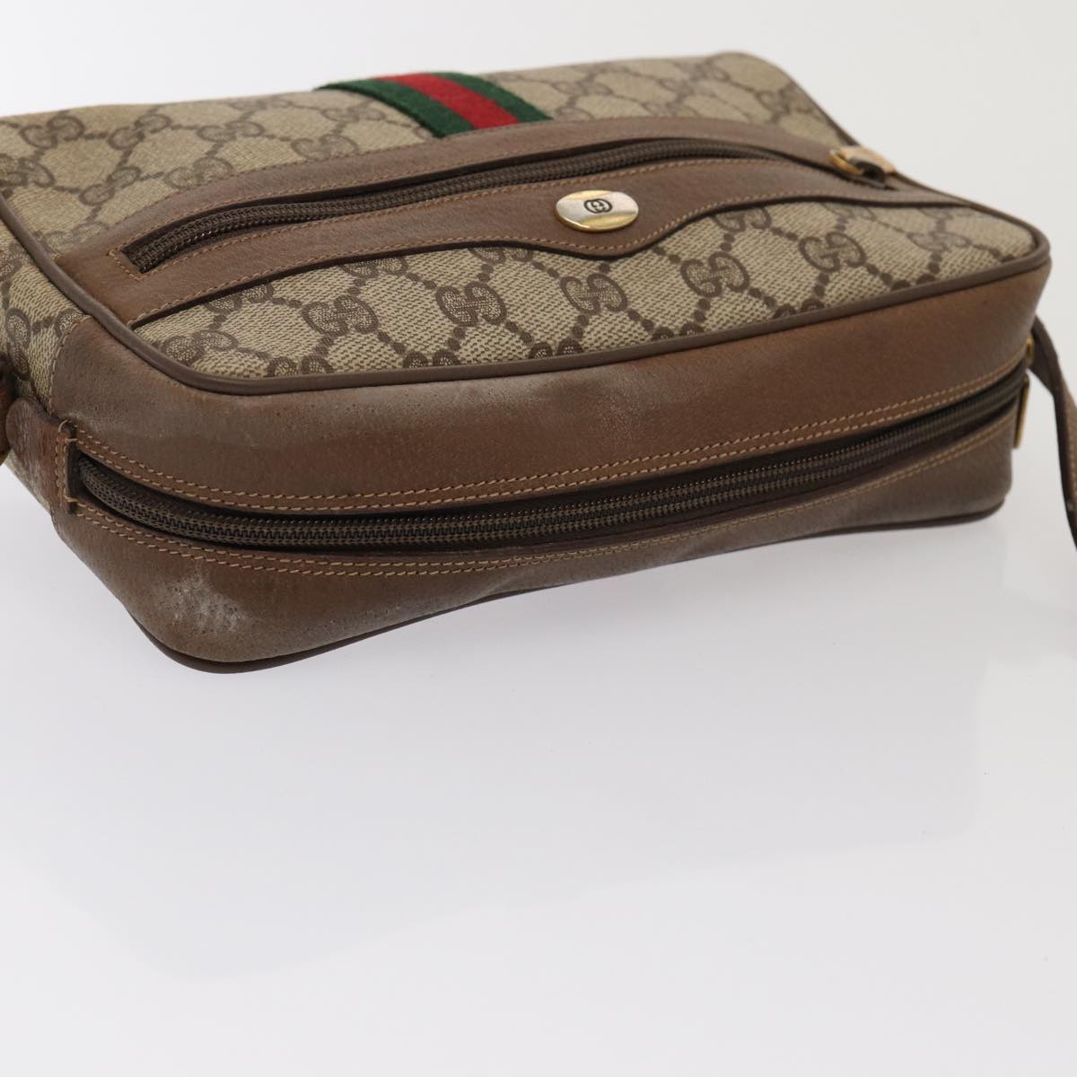 GUCCI GG Supreme Web Sherry Line Shoulder Bag Beige Gold 98 02 004 86829