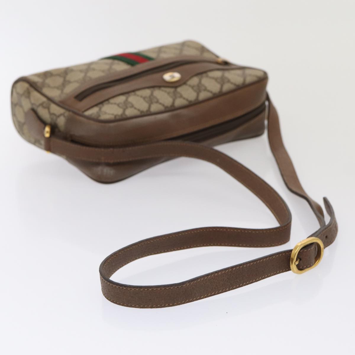 GUCCI GG Supreme Web Sherry Line Shoulder Bag Beige Gold 98 02 004 86829