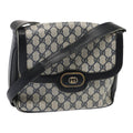 GUCCI GG Supreme Shoulder Bag PVC Leather Navy Gold 86830