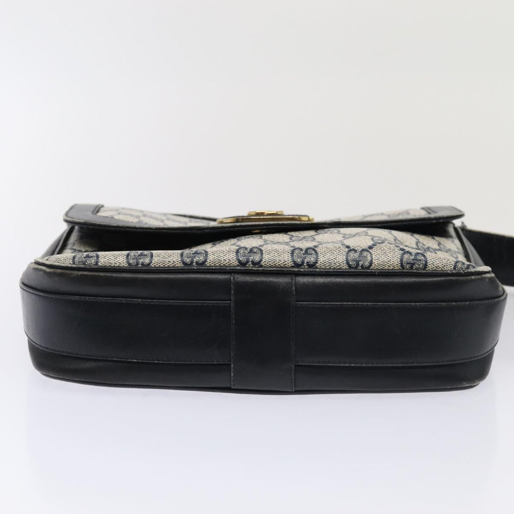 GUCCI GG Supreme Shoulder Bag PVC Leather Navy Gold 86830