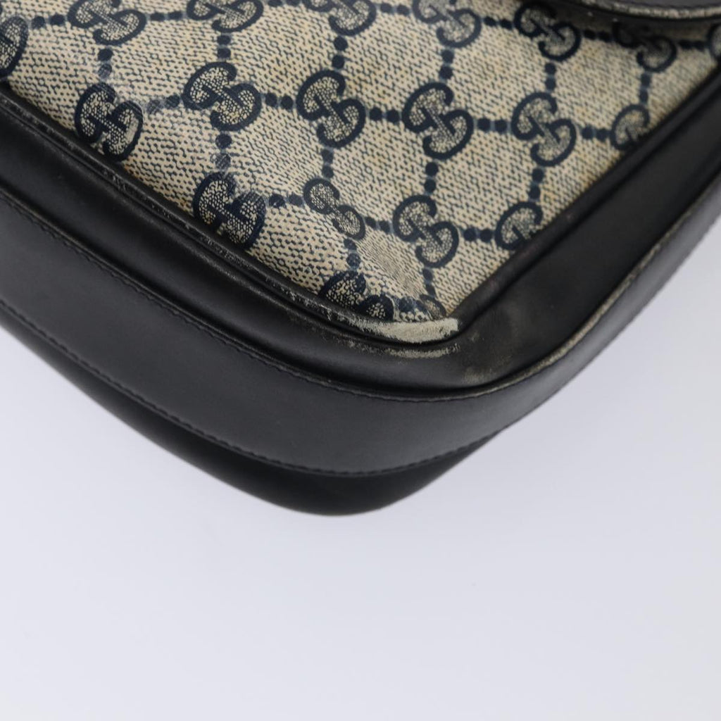 GUCCI GG Supreme Shoulder Bag PVC Leather Navy Gold 86830