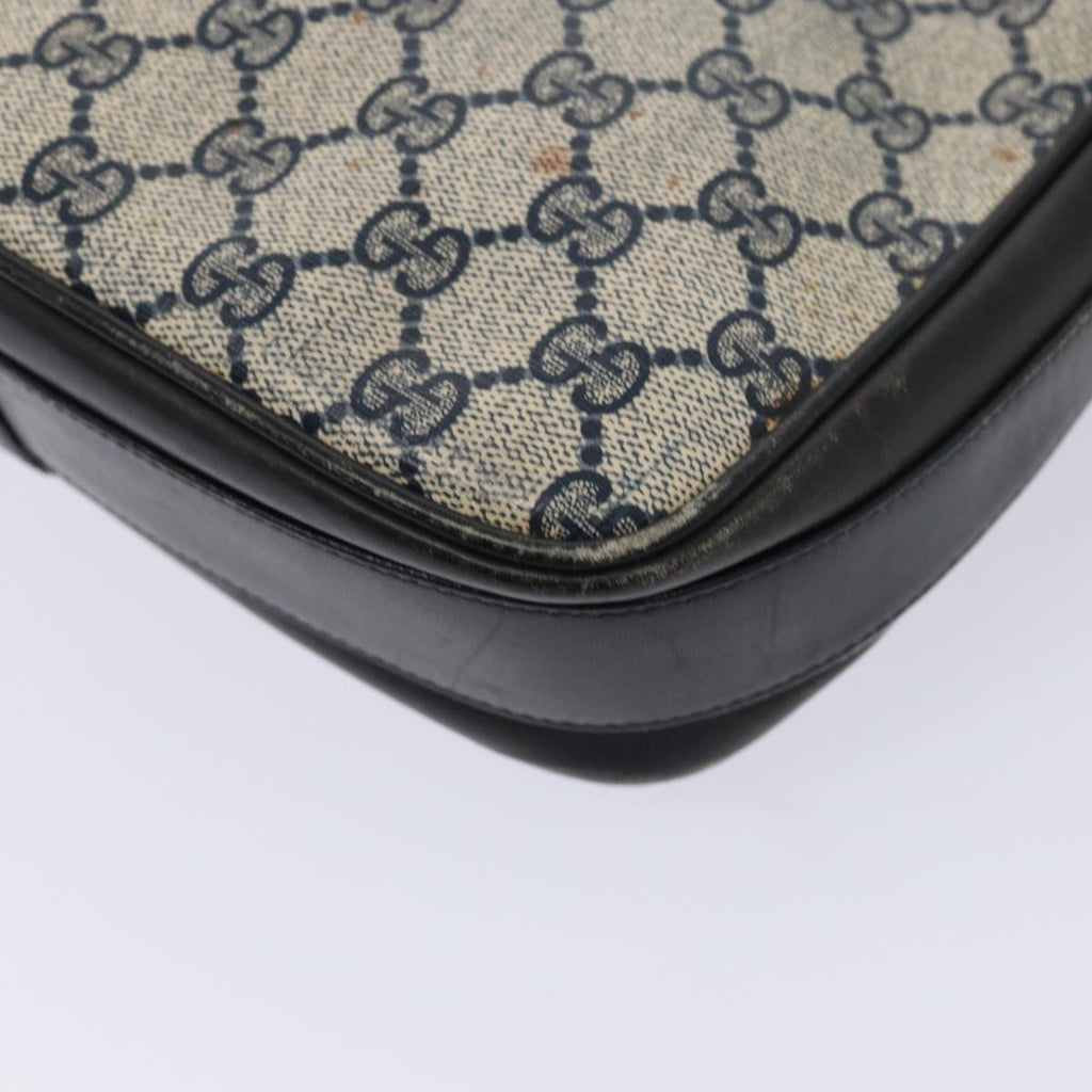 GUCCI GG Supreme Shoulder Bag PVC Leather Navy Gold 86830