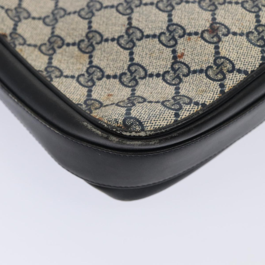 GUCCI GG Supreme Shoulder Bag PVC Leather Navy Gold 86830