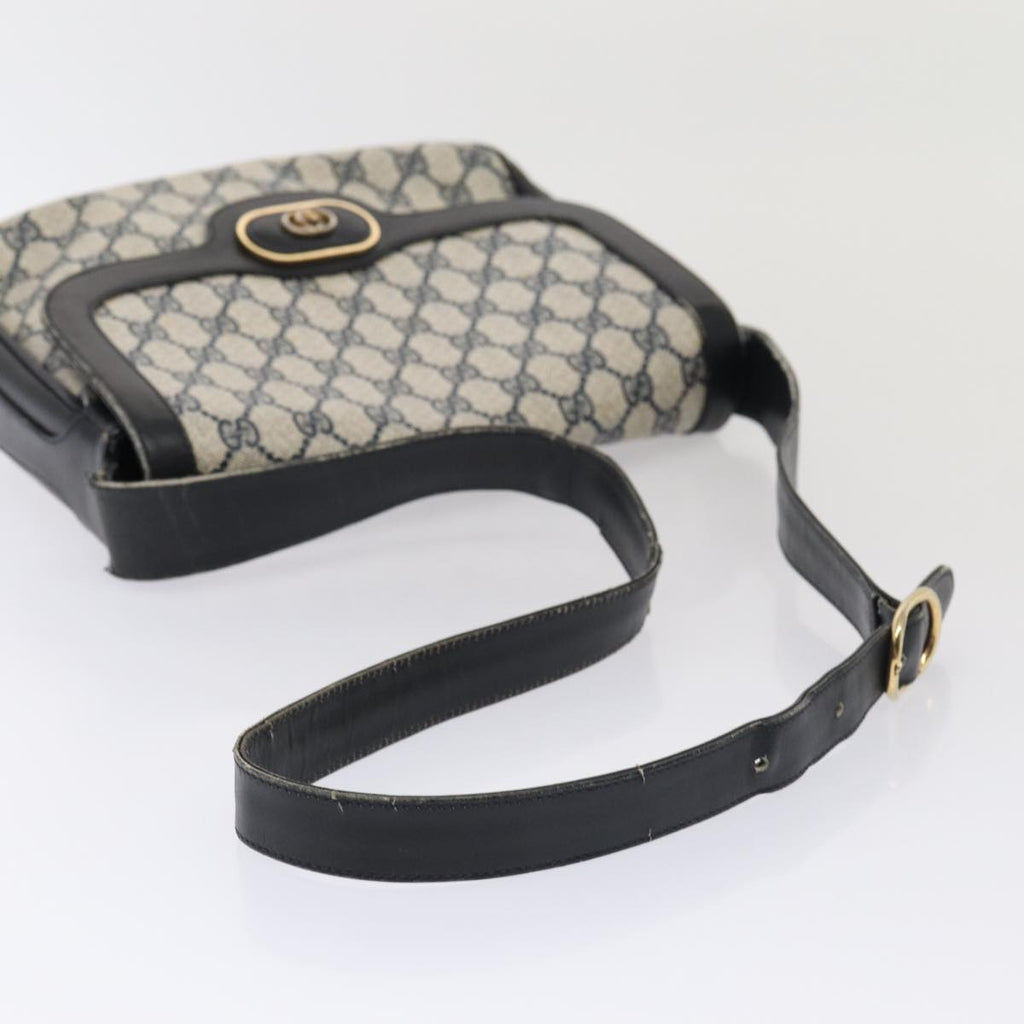 GUCCI GG Supreme Shoulder Bag PVC Leather Navy Gold 86830
