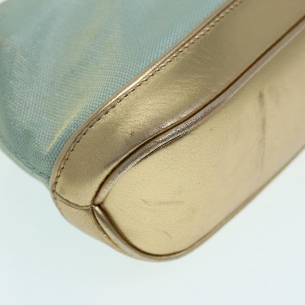 GUCCI Hand Bag Canvas Gold Light Blue 86832