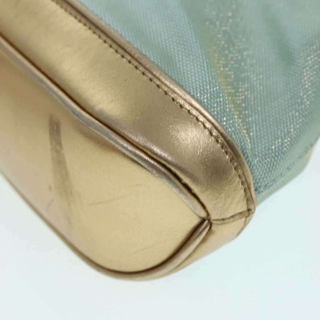 GUCCI Hand Bag Canvas Gold Light Blue 86832
