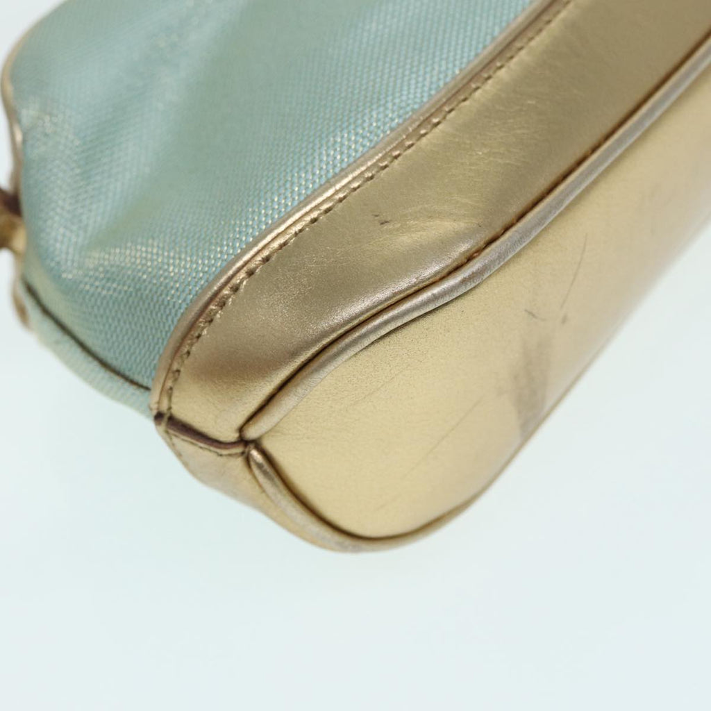 GUCCI Hand Bag Canvas Gold Light Blue 86832
