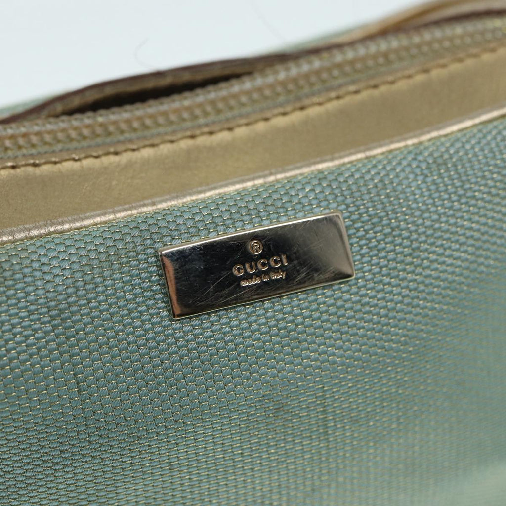 GUCCI Hand Bag Canvas Gold Light Blue 86832