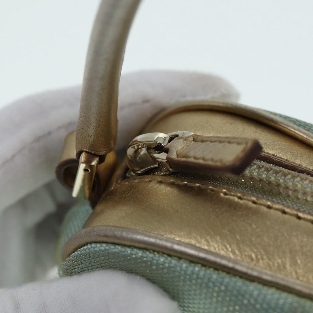 GUCCI Hand Bag Canvas Gold Light Blue 86832