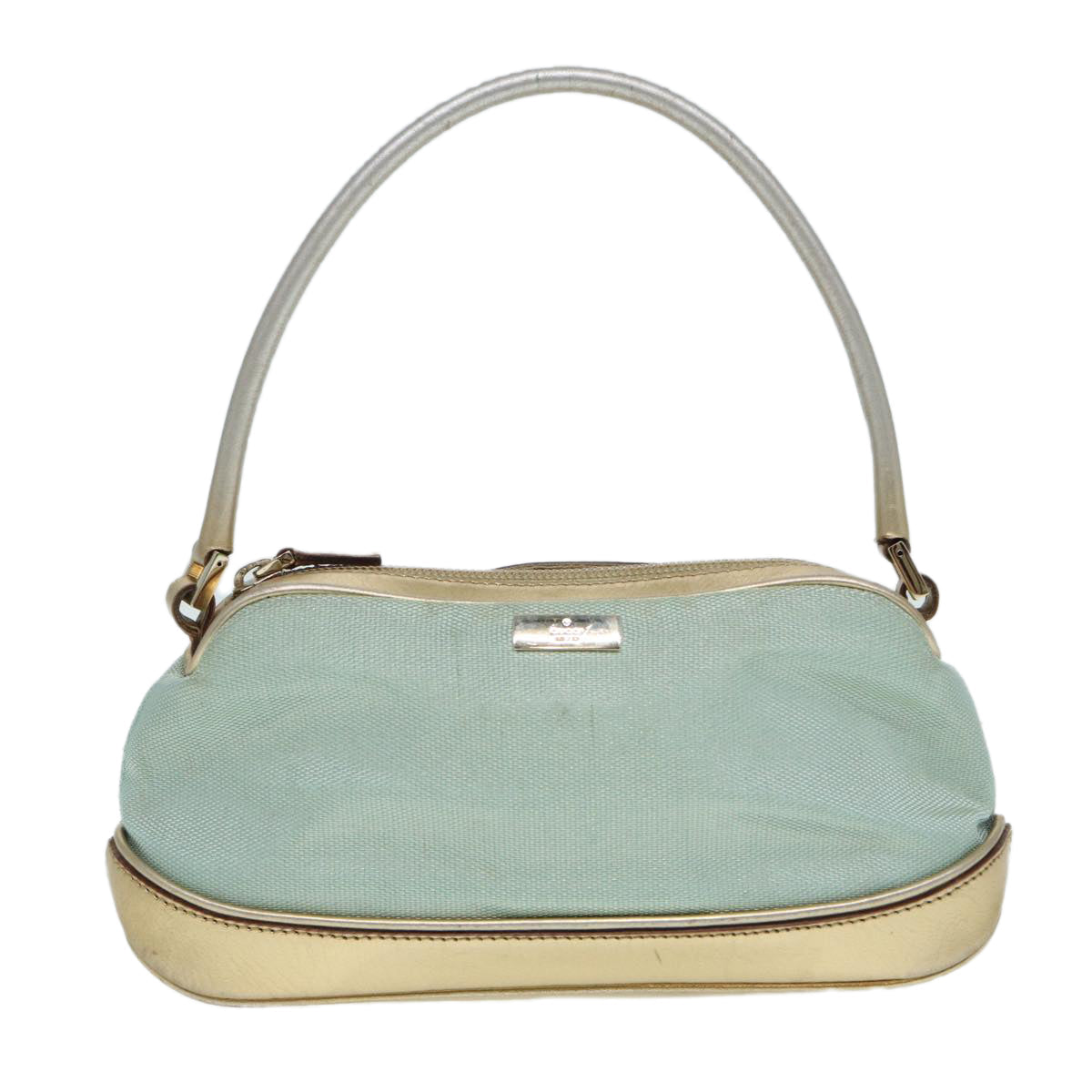 GUCCI Hand Bag Canvas Gold Light Blue 86832