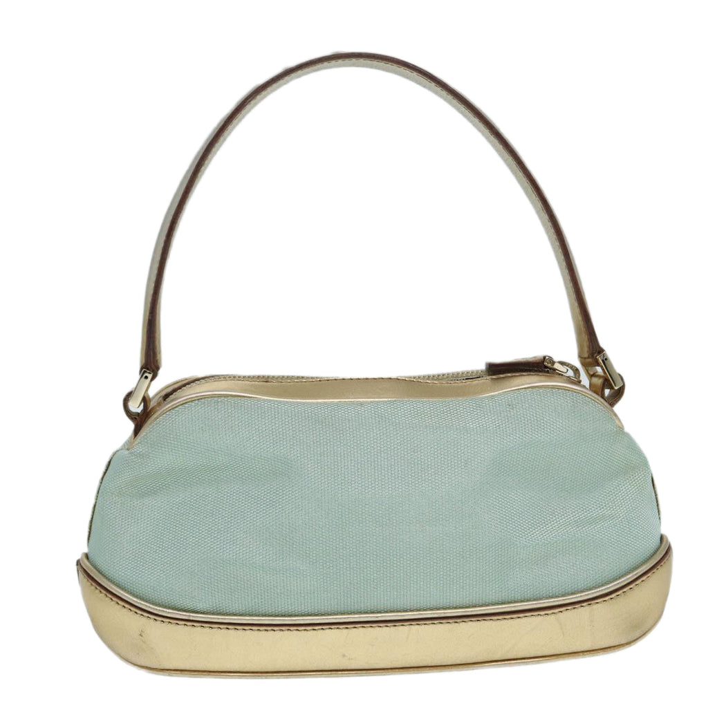 GUCCI Hand Bag Canvas Gold Light Blue 86832