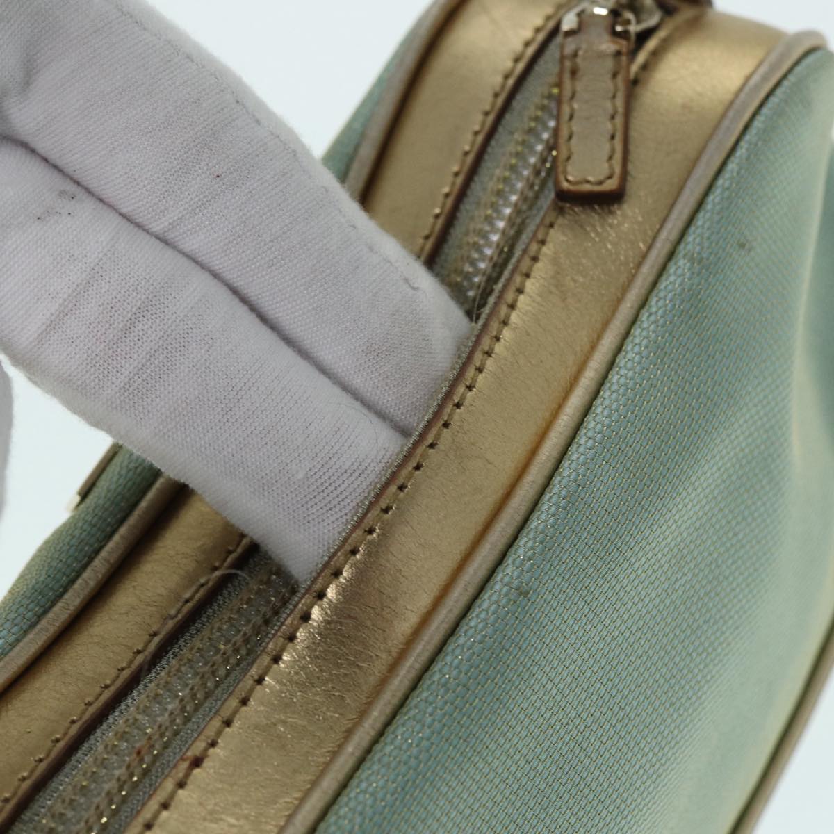 GUCCI Hand Bag Canvas Gold Light Blue 86832