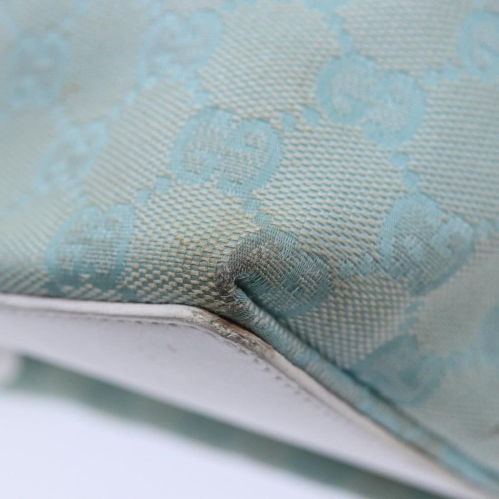 GUCCI GG Canvas Tote Bag Light Blue Gold 002 1098 1705 86897