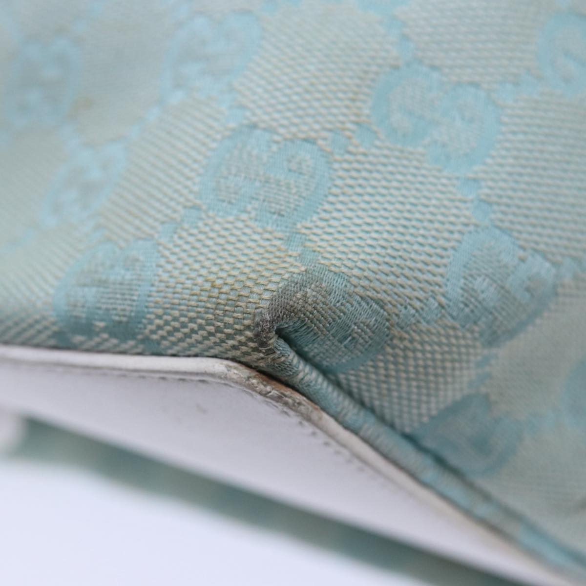 GUCCI GG Canvas Tote Bag Light Blue Gold 002 1098 1705 86897