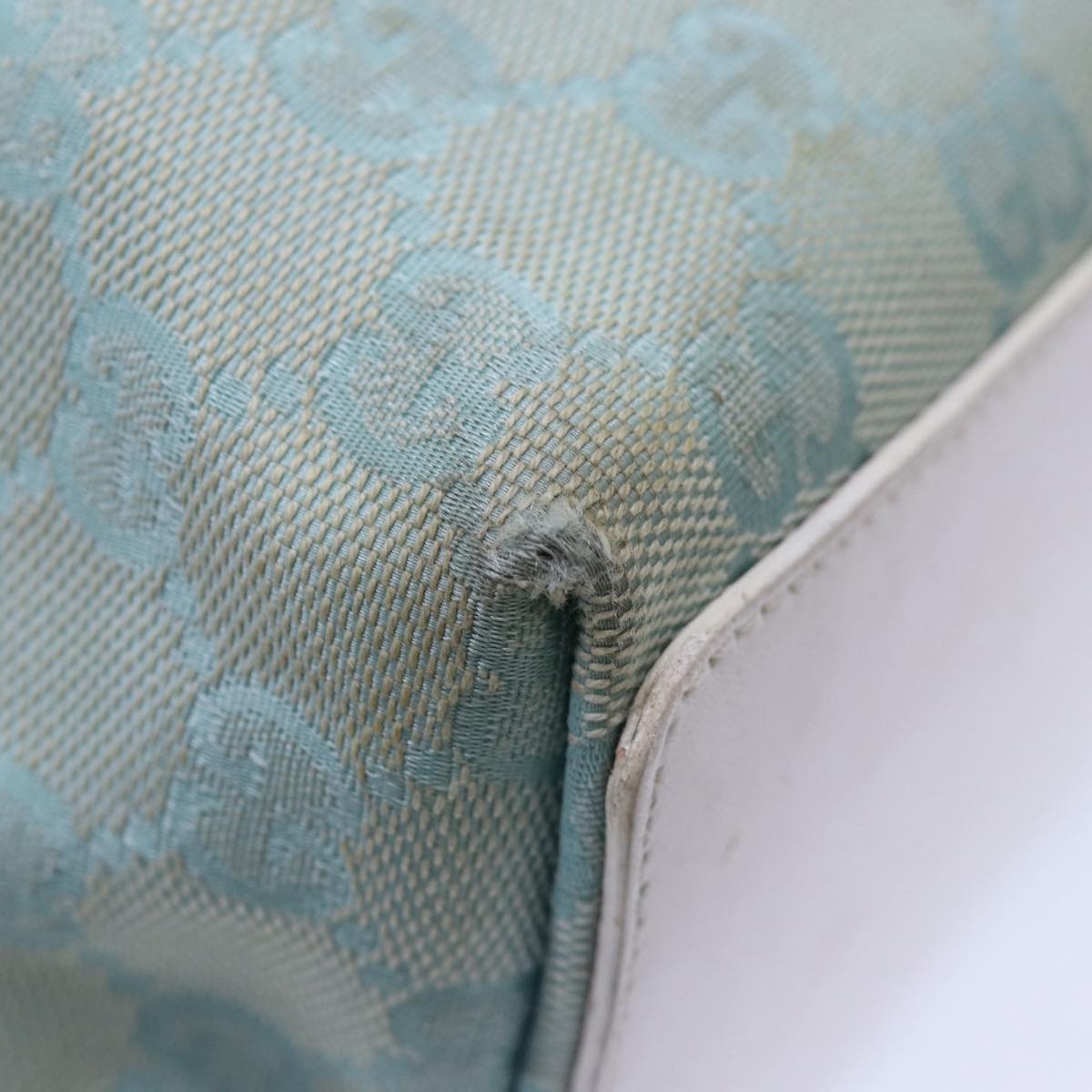 GUCCI GG Canvas Tote Bag Light Blue Gold 002 1098 1705 86897