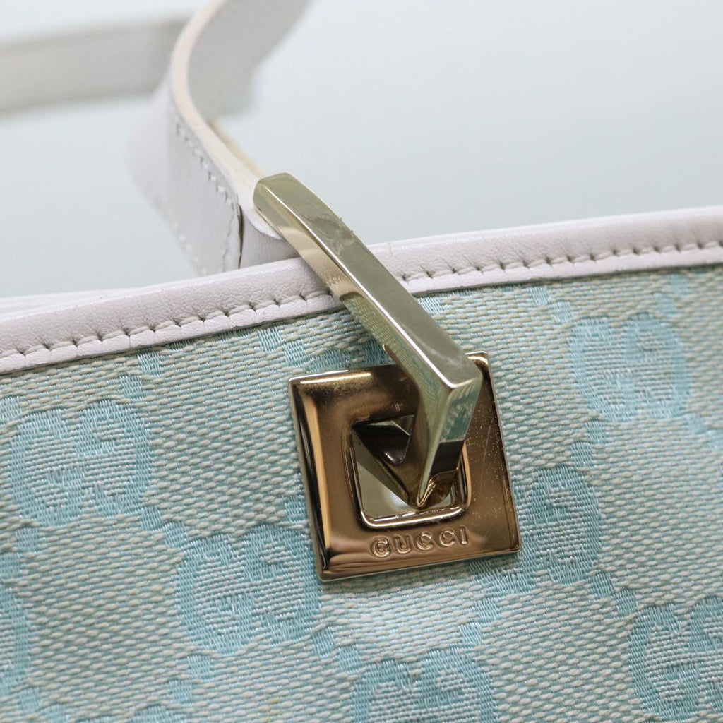 GUCCI GG Canvas Tote Bag Light Blue Gold 002 1098 1705 86897