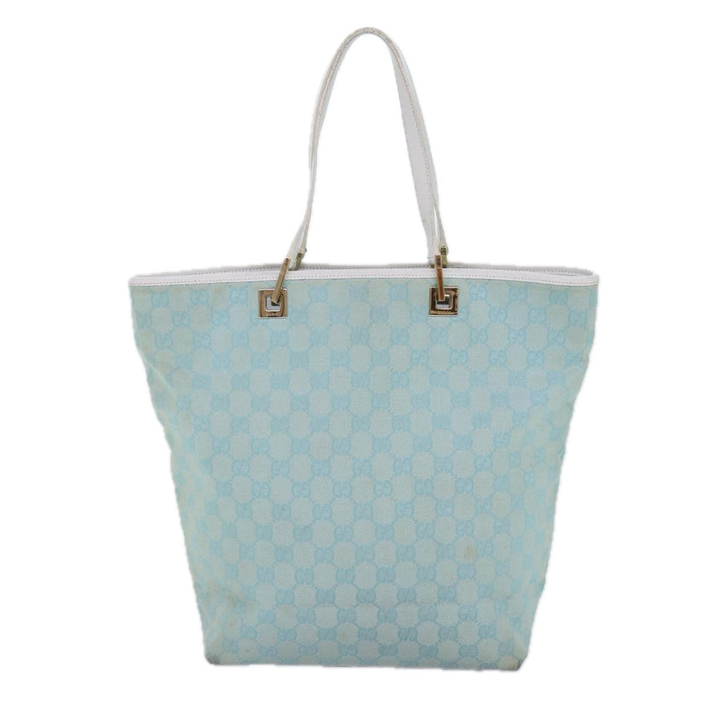 GUCCI GG Canvas Tote Bag Light Blue Gold 002 1098 1705 86897