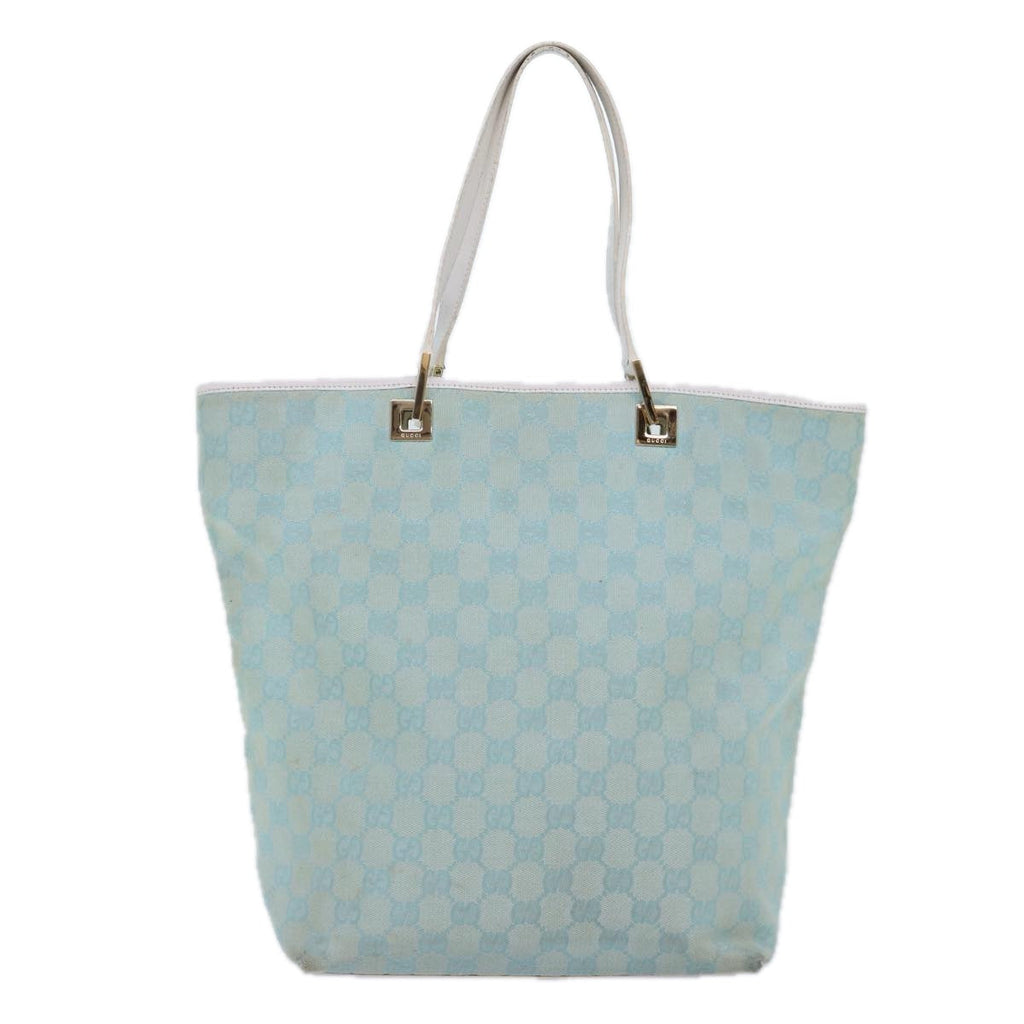 GUCCI GG Canvas Tote Bag Light Blue Gold 002 1098 1705 86897