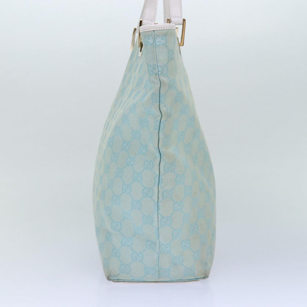 GUCCI GG Canvas Tote Bag Light Blue Gold 002 1098 1705 86897