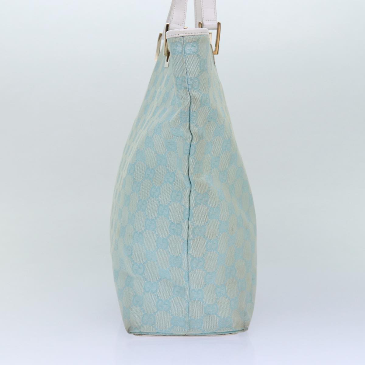 GUCCI GG Canvas Tote Bag Light Blue Gold 002 1098 1705 86897