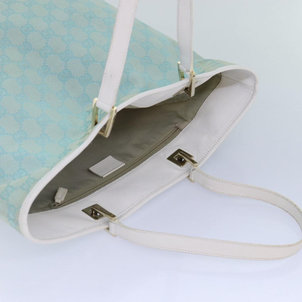 GUCCI GG Canvas Tote Bag Light Blue Gold 002 1098 1705 86897