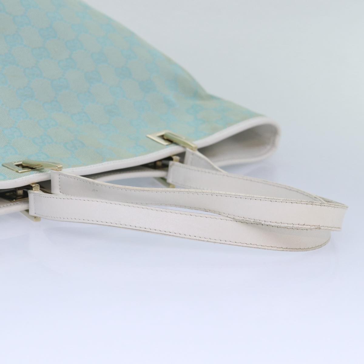 GUCCI GG Canvas Tote Bag Light Blue Gold 002 1098 1705 86897